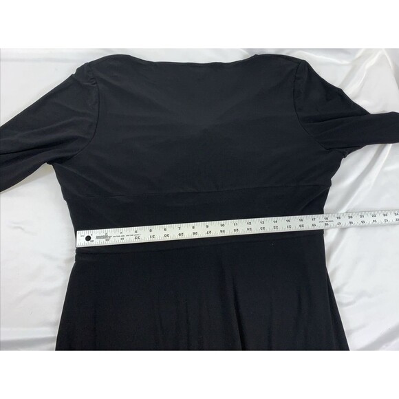 Chaps Classic Midi 3/4 Sleeve V Neck Twist Front Black Party Dress Woman's 1X - Picture 14 of 15